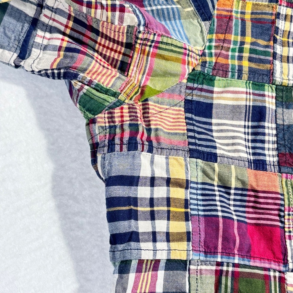 VTG Polo Ralph Lauren Patchwork Button Down Shirt Madras Multicolor Preppy XL - Picture 10 of 12